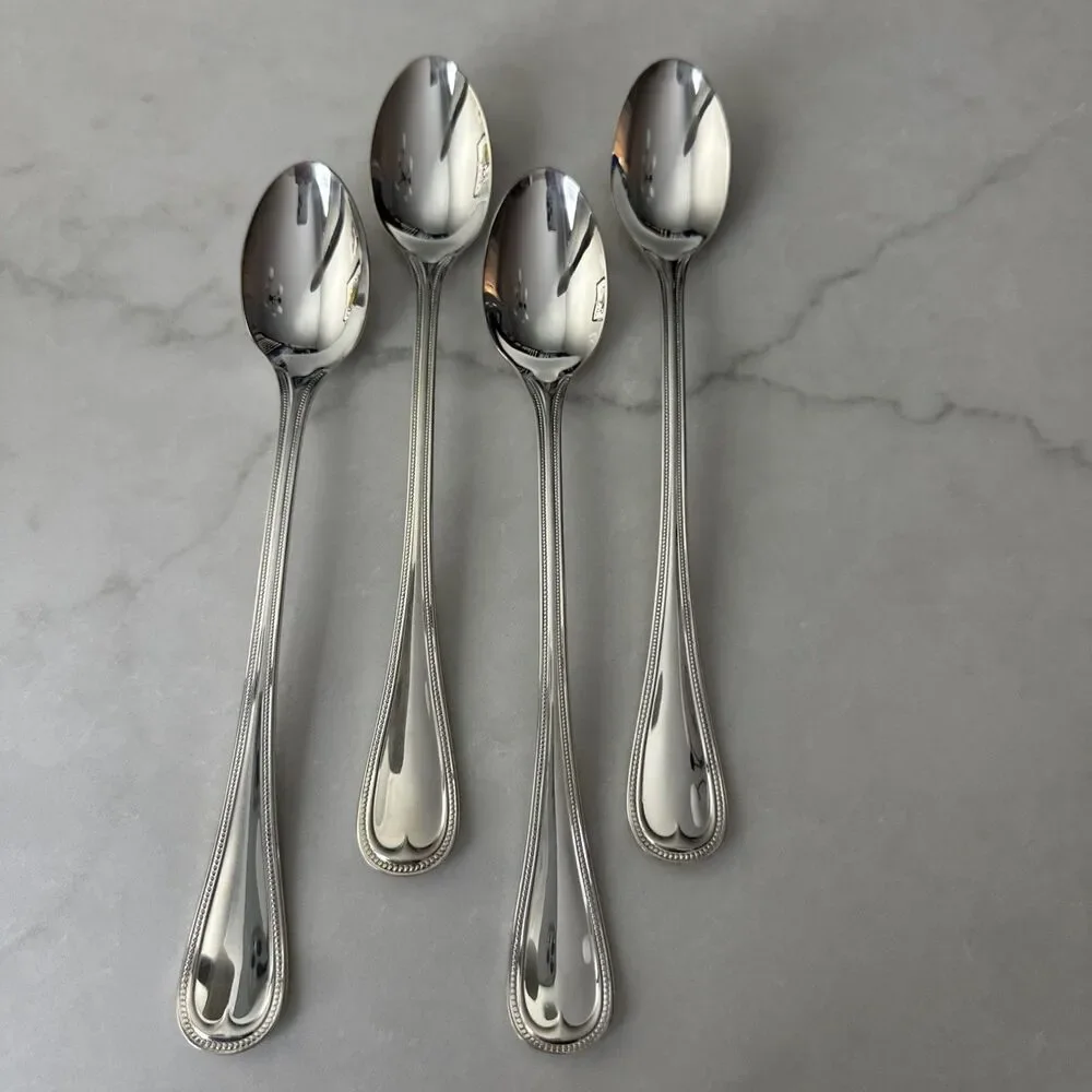 Reed & Barton Beaded English Gentry Silverplate Iced Tea Spoon  7 1/2